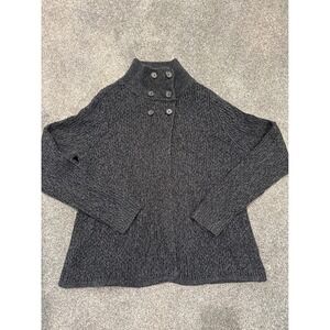 Woolrich Women's Charcoal heritage Button Neck Knit Sweater Pullover Size Large